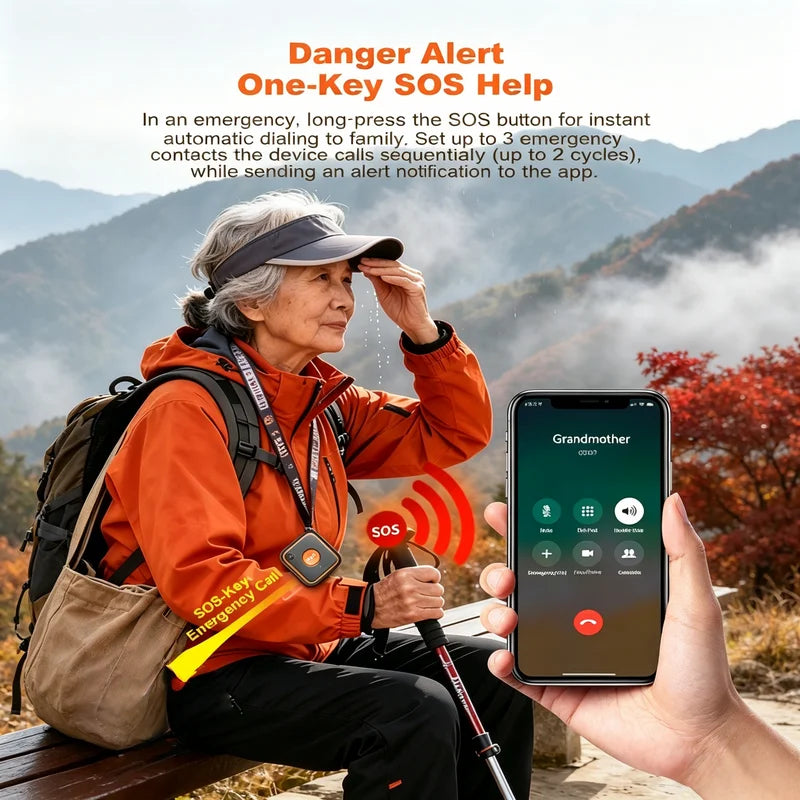 4G GPS Tracker Pendant for Kids And Seniors Waterproof with Camera SOS Safety Fall Detection Wearable Wristband Remote Control