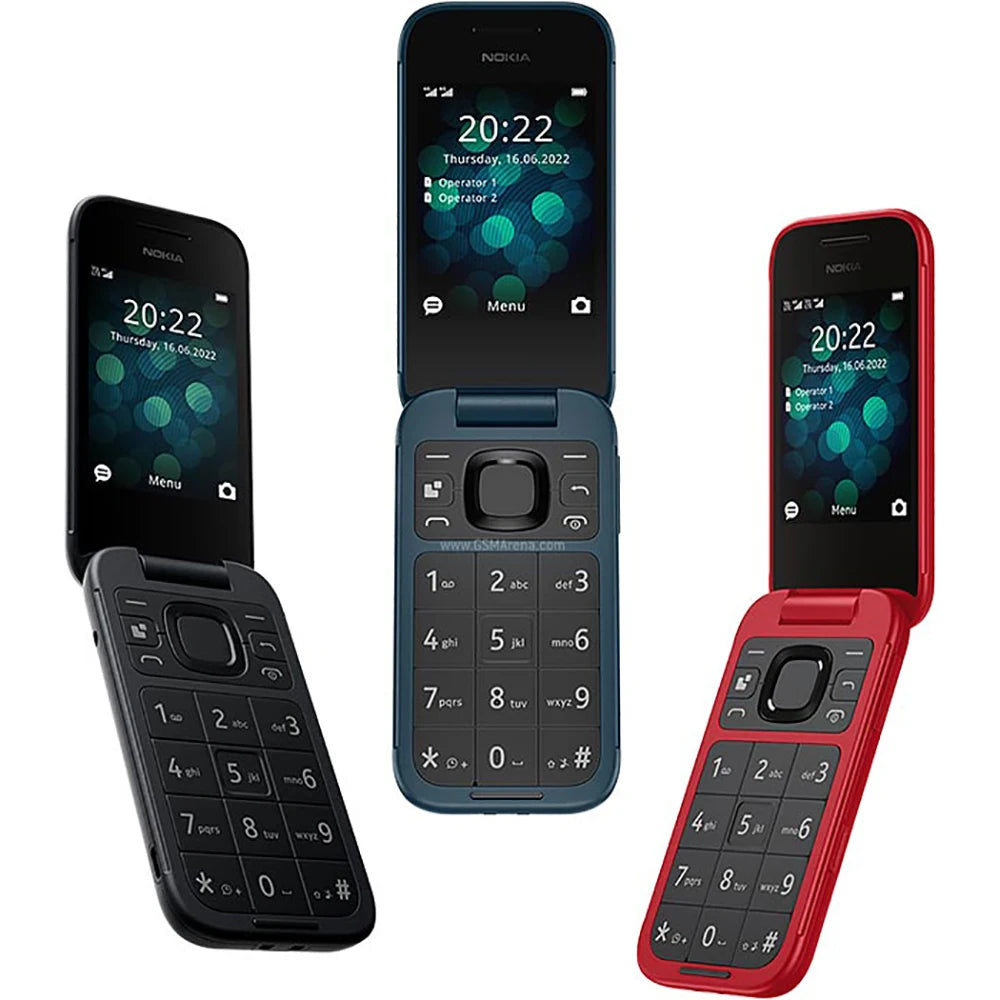 Nokia 2660 Flip 4G Used phone 2SIM LED Flashlight Bluetooth 3.5mm 2.8-inch 1450mAh FM Radio Micro-USB Nokia Backup Phone Unlock