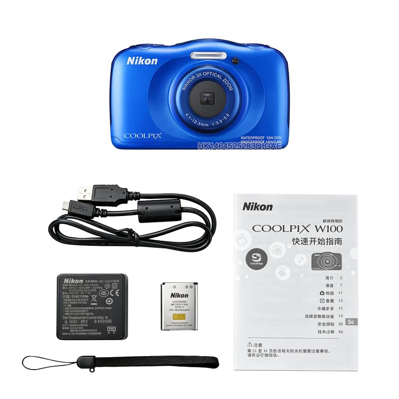 【Original】Nikon Digital Camera COOLPIX W100 2.7-inch LCD Full HD 1080P Camera Portable Digital Camera