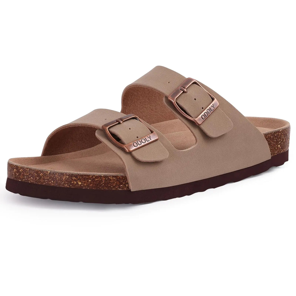 Evshine Leather Cork Footed Clogs Sandals For Women Fashion Flat Mules Slippers with Arch Support Men Double Buckle Cork Slides