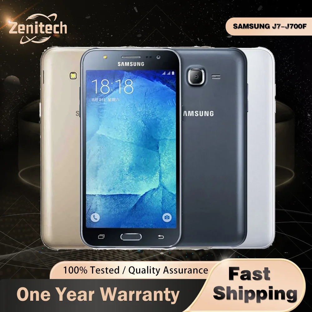 Original Samsung Galaxy J7 J700F 4G Mobile Phone Dual SIM 5.5" 1.5GB RAM 16GB ROM Global Version 13MP+5MP Octa Core J7 CellPhone