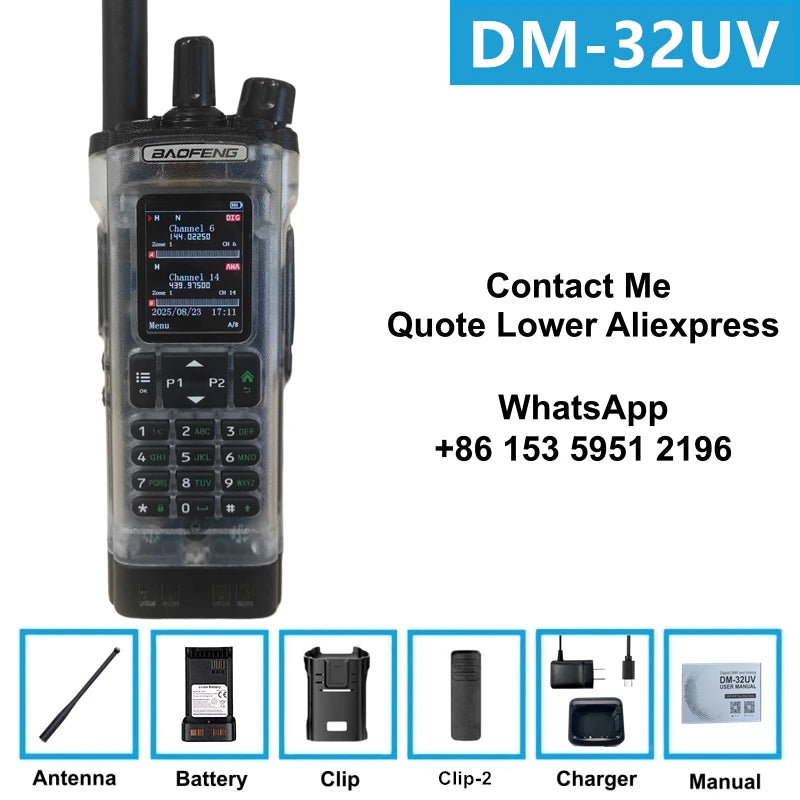 Tactical Hunting Baofeng Dm-32Uv Dual Band Dmr Digital Walkie Talkie 10W High Power Gps Aprs Aes256 Encryption Long Range Radio