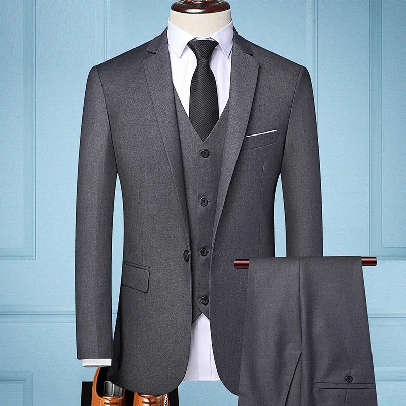 The New Store Offers Discounted Prices  Casual Formal Business Men's Fashionable Gentleman Solid Color All-season Fitted Suit