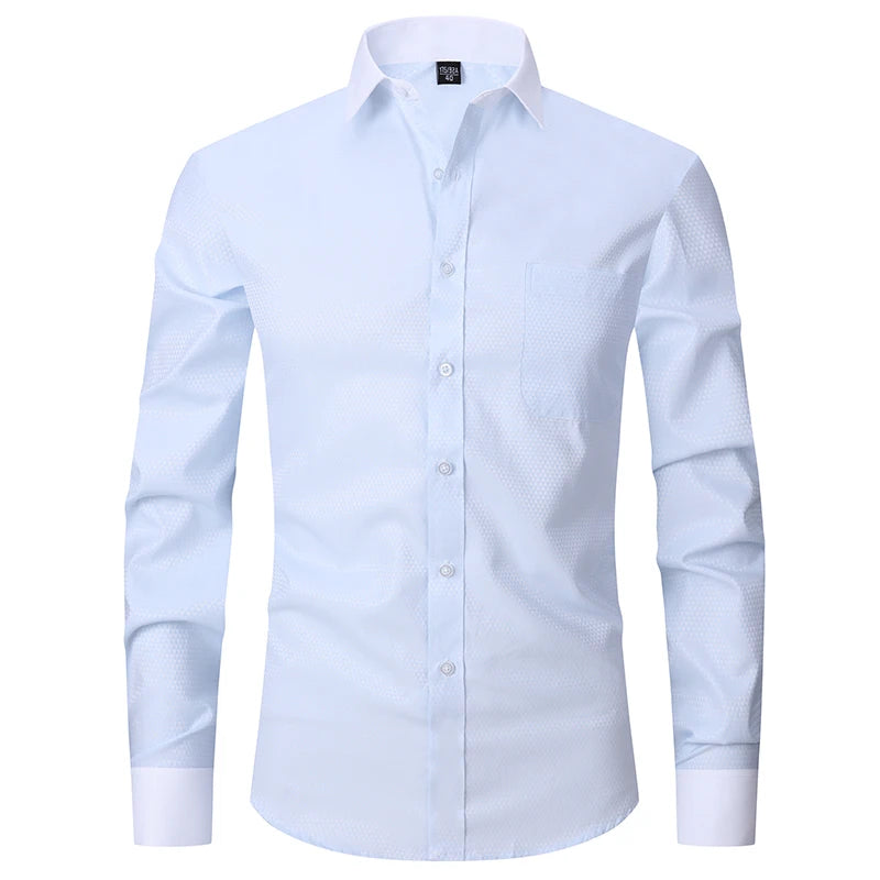 Men's French Cuff Dress Shirts Formal Business Luxury Long Sleeve Cotton for Wedding Office Executive  Sleeve Wedding Party Gift