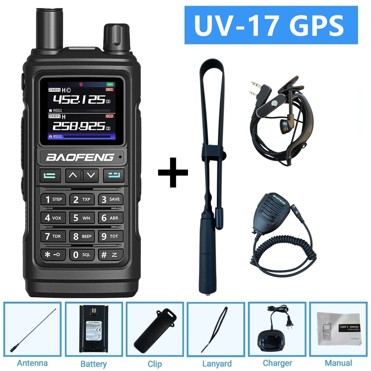 Baofeng UV-17Pro GPS Air Band Walkie Talkie Five Bands Receive Tri-Band Transmit FM Two Way Radio UV-17 Pro GPS