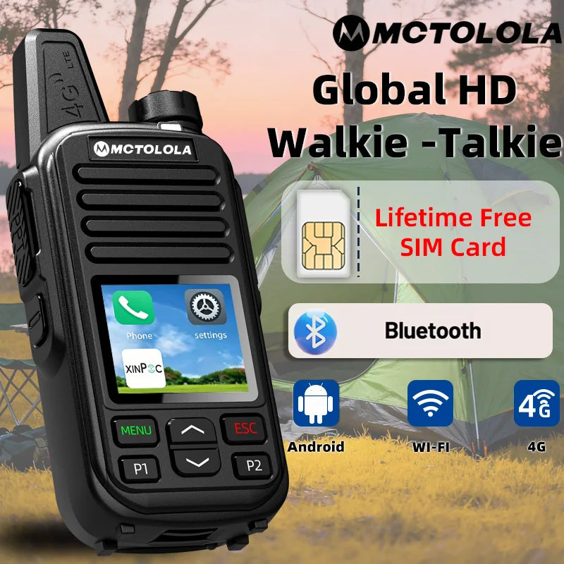 MOTOLOLA 4G SIM card lifetime free 2PCShandheld walkie talkie 5000 kilometers coverage two-way radio equipment supports Bluetoot