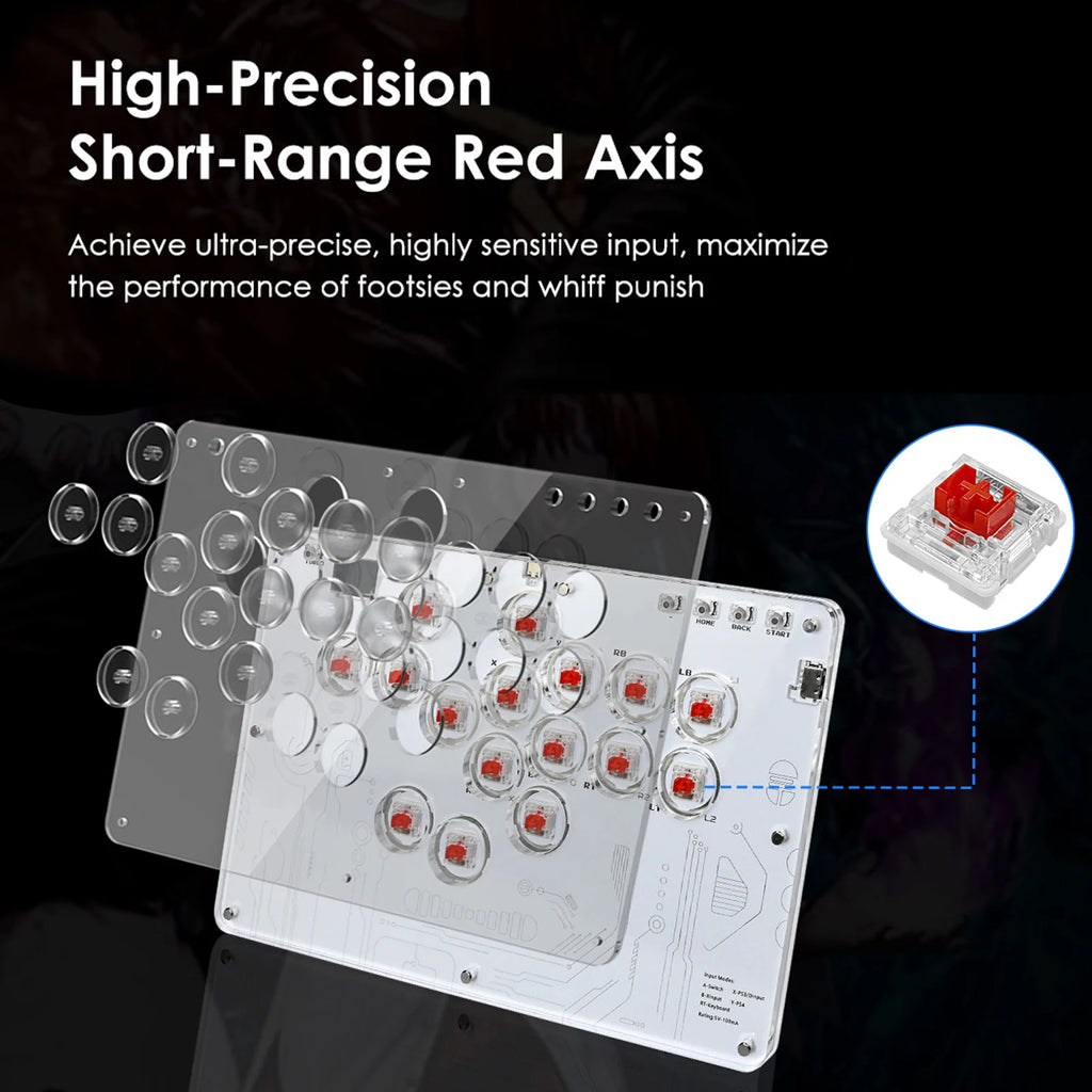 Leverless Controller with Turbo & RGB for Fighting Games Fighting Game Controller 16 Keys for PlayStation 5 Slim Pro/PC Gaming