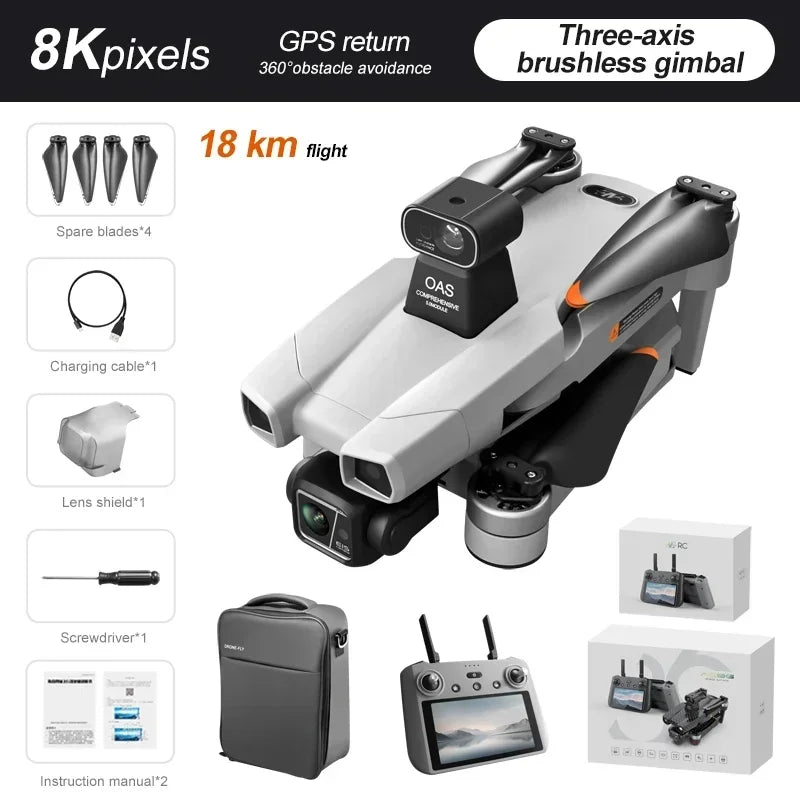NEW Drone 8KM Long Range 8K HD Camera GPS Return 5G Transmission 360° Laser Obstacle Avoidance Brushless RC Quadcopter Gift