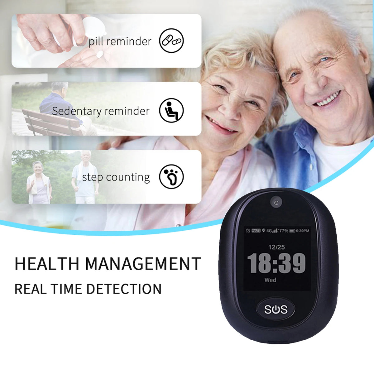 4G Smart GPS Tracking Pendant for Elderly Waterproof SOS Tracker Device Touch Screen HD Camera Call  Health Management Locator