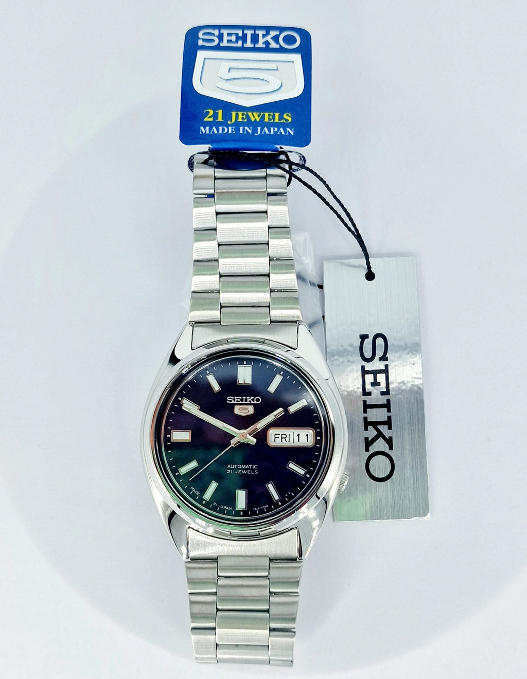 SEIKO 5 SNXS77J1 Automatic Mechanical Wristwatch 37mm Blue Dial Stainless Steel 30m WR Luminous Hands Day-Date Casual Daily Wear