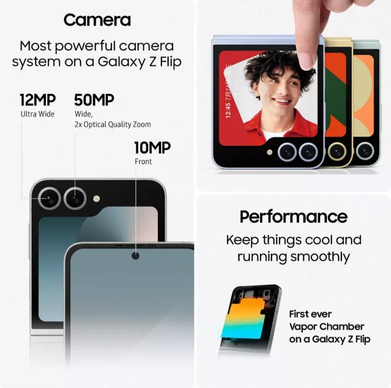 Samsung Galaxy Z Flip 6 5G F741B F741U1 F741N 256/512GB ROM 12GB RAM 6.7" NFC Snapdragon Foldable Original Unlocked Cell Phone