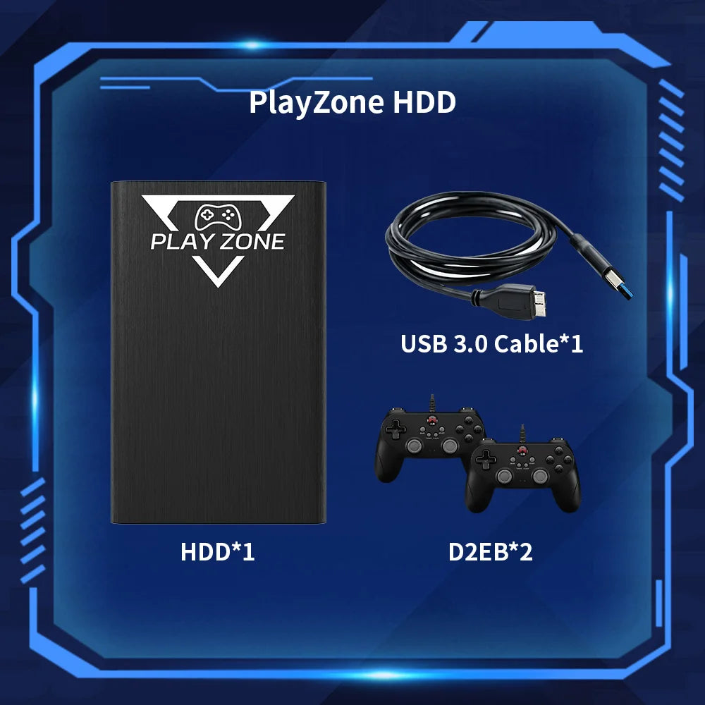 PlayZone 1T Game HDD for PS5/PS4/PS3/Switch/Xbox/N64 Portable Emulator Gaming Hard Drive with 16000+ Retro/PC Games for Win PC