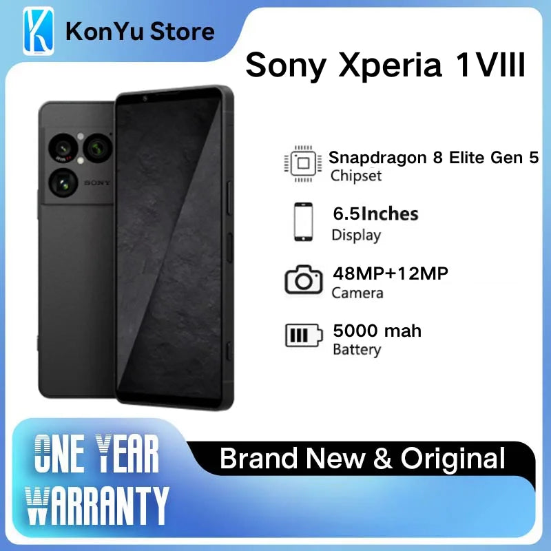 Sony Xperia 1 VIII 5G Original Smartphone Snapdragon 8 Elite Gen5 48MP Triple Camera 6.5" 120Hz 5000mAh Android Mobile Phone
