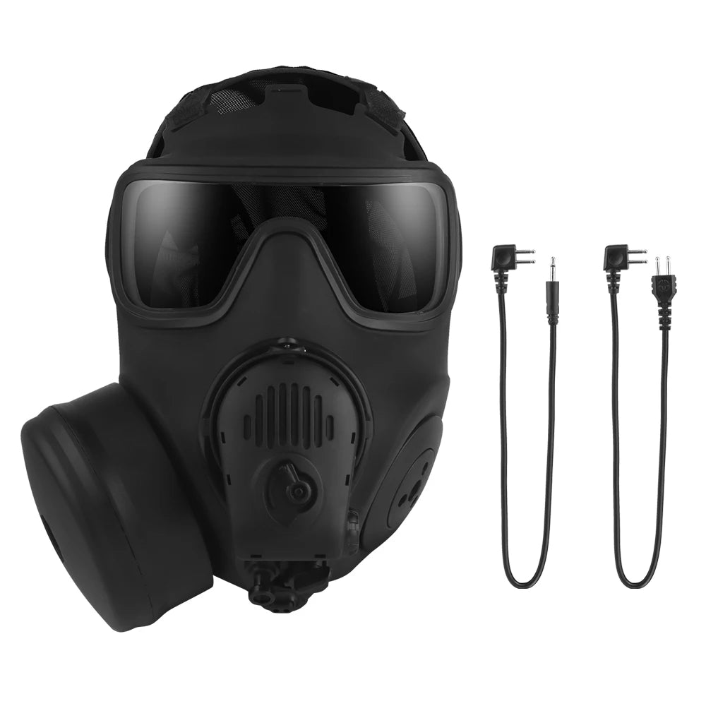 M53  Gas Mask CBRN (Chemical, Biological, Radiological, and Nuclear) protective gear for Tactical  Full Face Protective Mask with Fan Filteer Microphone Communication