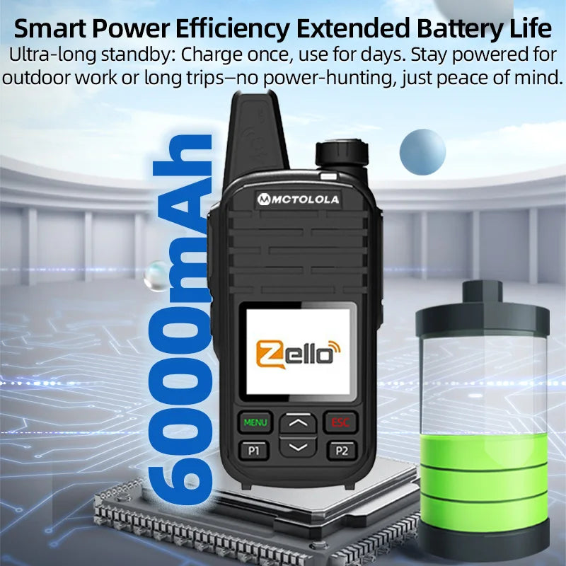 MOTOLOLA 4G zello walkie-talkie Android 8.1 Car Intercom Supports WIFI Bluetooth POC Two-way Radio 5000 Kilometers Suitable Flee