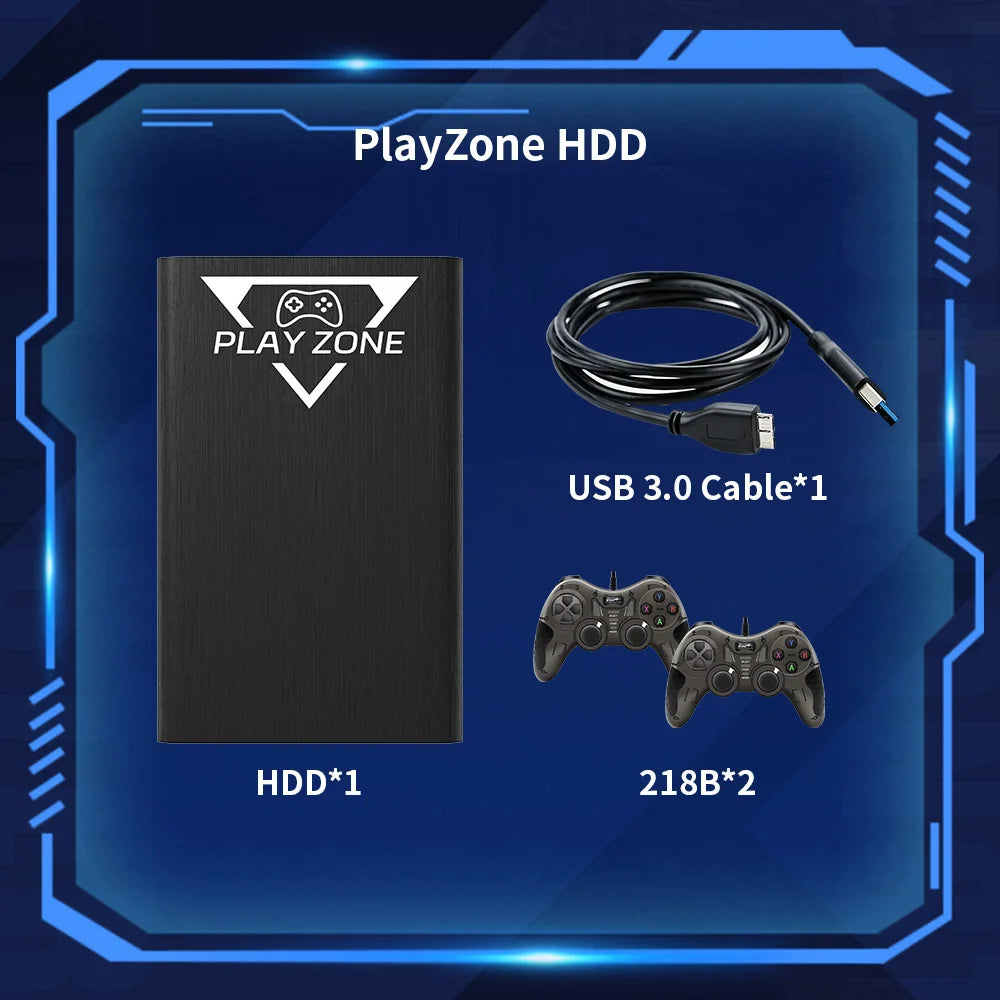 PlayZone 1T Game HDD for PS5/PS4/PS3/Switch/Xbox/N64 Portable Emulator Gaming Hard Drive with 16000+ Retro/PC Games for Win PC