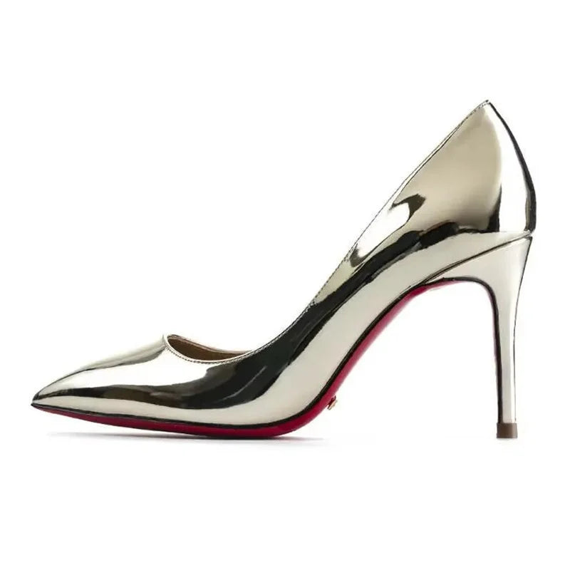 Plus Size 34-44 Sexy Red Shoes Dress Party Wedding High Heels Rubber Bottom Pointed Toe Spring Shallow Women Pumps