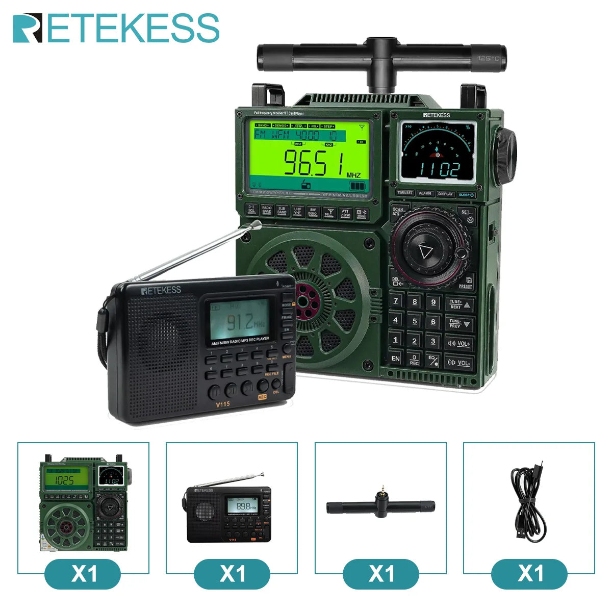 4 of 12 Essential CBRN Survival Items - MUST HAVE: RETEKESS TR113 Portable Radio Flagship Fever Receiver Full Band Ham Radio Amateur Shortwave Antenna Bluetooth Radios VHF UHF SSB
