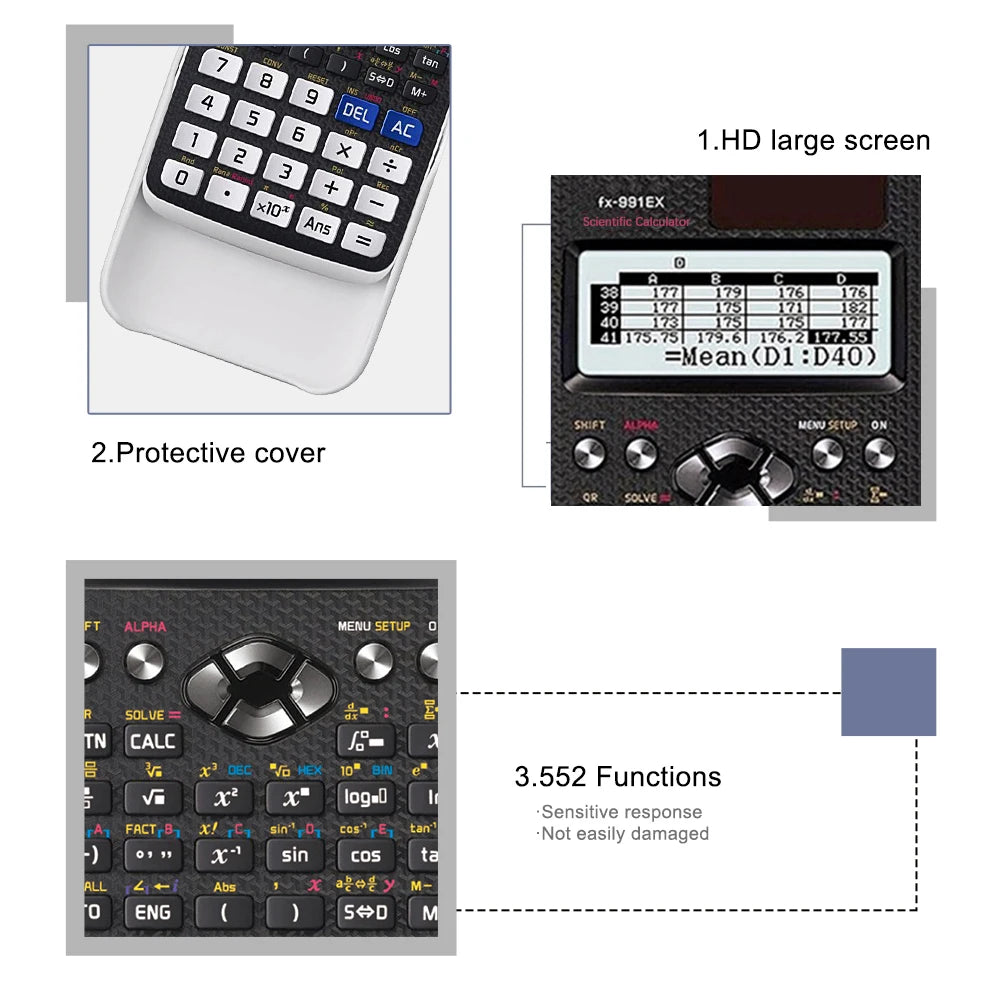 1-10 pcs scientific calculator battery power advanced calculator, with 552 functions, suitable for school students and teachers