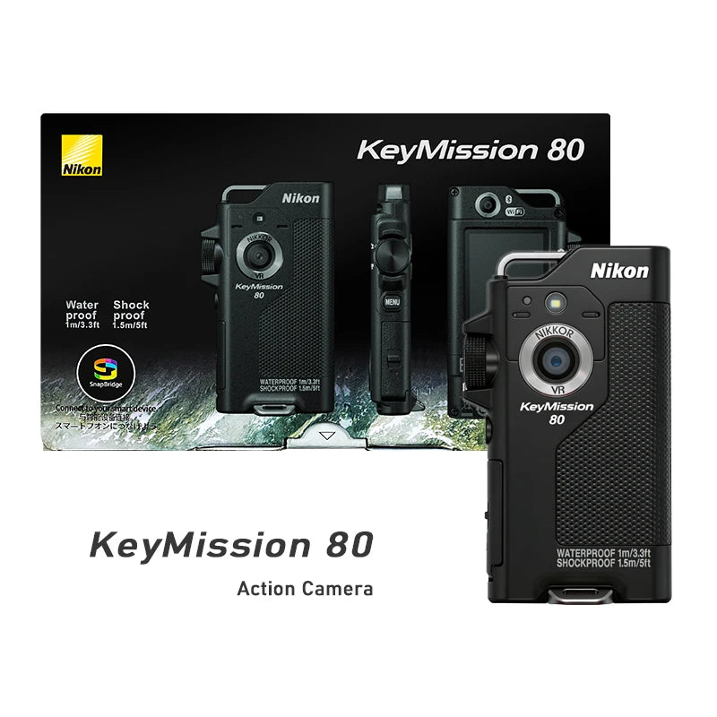 Nikon KeyMission 80 Mini Digital Camera VR stabilization 12MP Portable Dual Camera Outdoor Cycling and Adventure Sports Camera