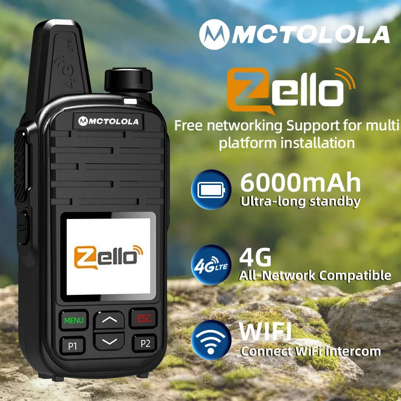 MOTOLOLA 4G zello walkie-talkie Android 8.1 Car Intercom Supports WIFI Bluetooth POC Two-way Radio 5000 Kilometers Suitable Flee