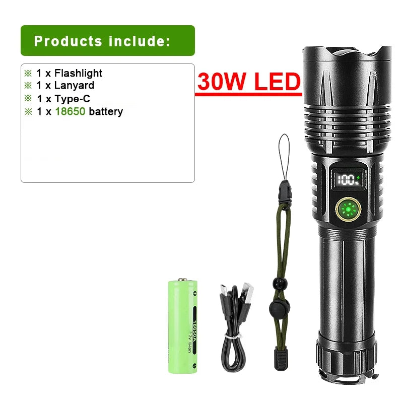 6 of 12 Essential CBRN Survival Items - MUST HAVE: high power 10000000LM Super Bright LED Flashlight Rechargeable USB-C Digital Display Waterproof Long Lasting Camping Emergency