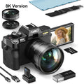 Professional Digital Camera YouTube 64MP&8K with Flip Screen Retro Vlog Recorder Compact Photography Camera for Travel Use