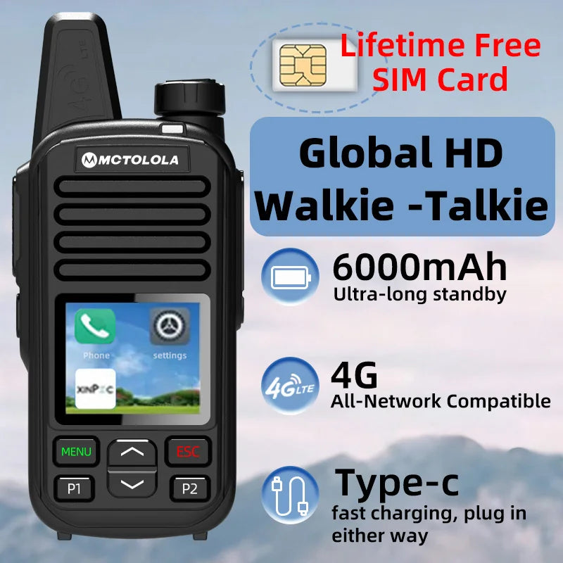 MOTOLOLA SIM Card Lifetime Free Service Supports WiFi Bluetooth 2G 4G and Unlimited Range Voice Communication Poc Radio Walkie