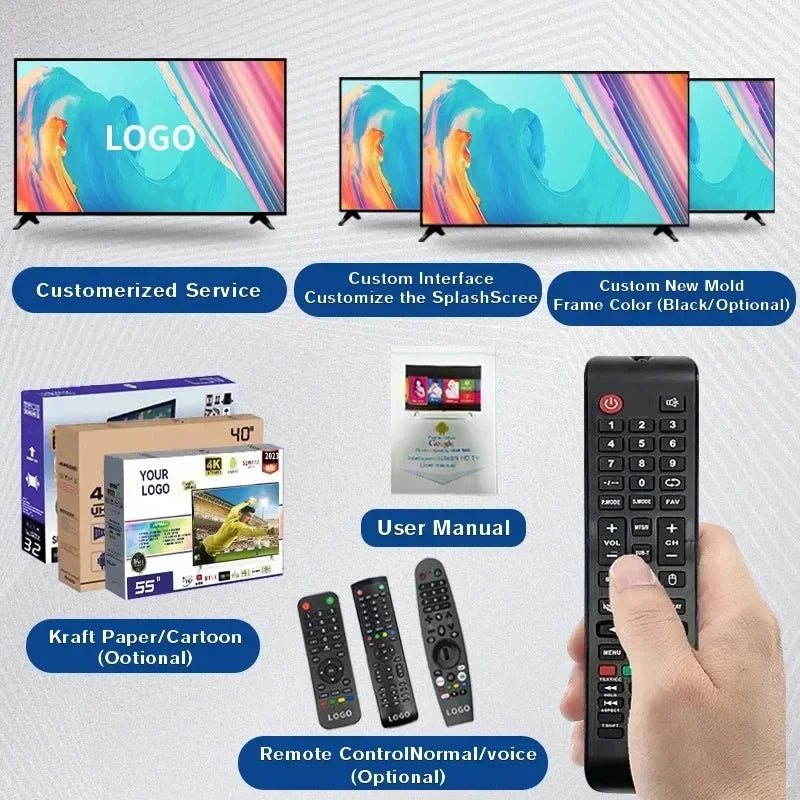 32 Inch Android Smart TV 1080P Full HD LED LCD Television WiFi HDMI USB AV Global Voltage 100-240V Ultra Thin Home Hotel TV