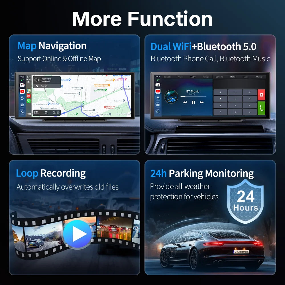 Imagebon M80 11.4' 4G Android 15 Dashcam Wireless CarPlay Android Auto 8-Core GPS Split Screen Parking Monitor ESIM Car Stereo