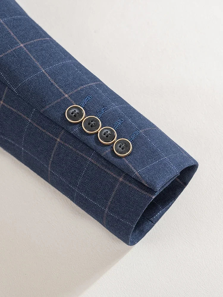 ST Cassy High Quality Khaki Plaid Suit Formal Business Office Men's Suits Fashionable and Casual Evening Gown