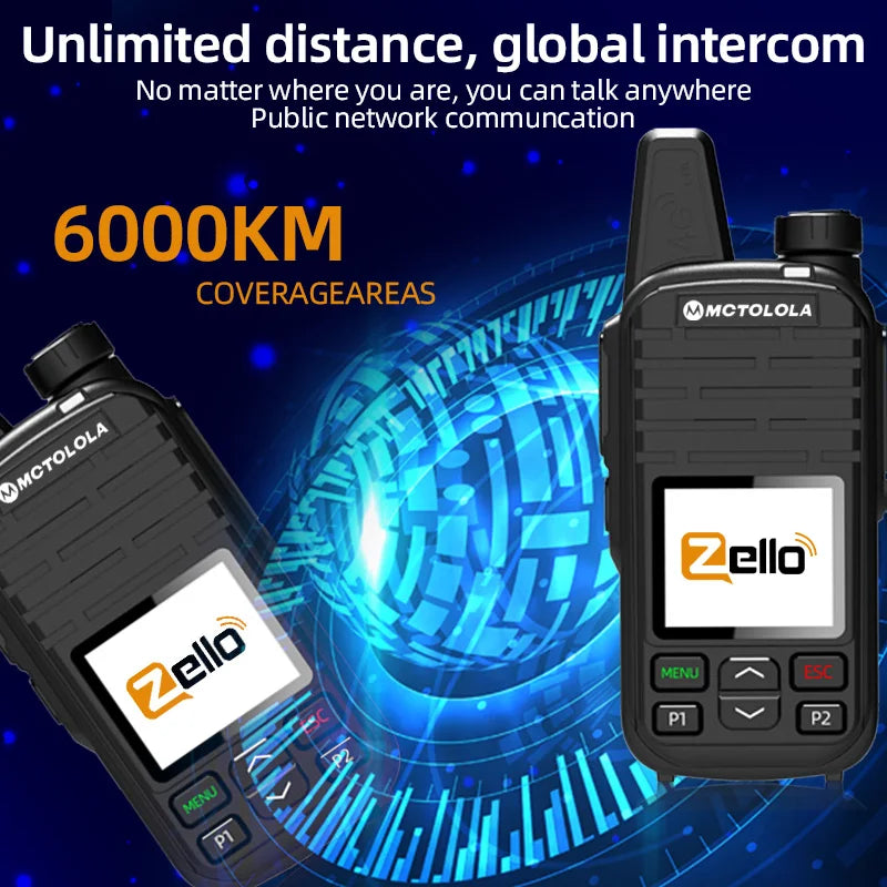 MOTOLOLA  4G POC Zello Wireless Walkie Talkie  Android Bluetooth WiFi Global  coverage 6000km Handheld Radio Essential for outdo