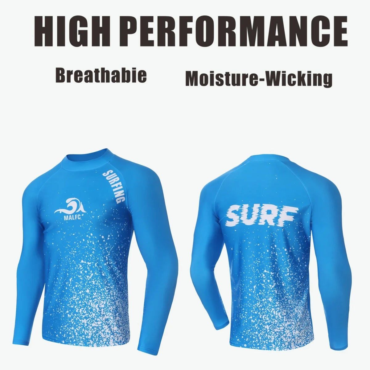 MALFC Long Sleeve T-shirt Swimwear Rash guard for men Surfing Clothes Swimsuit Surf Wear UPF 40 Water Sport
