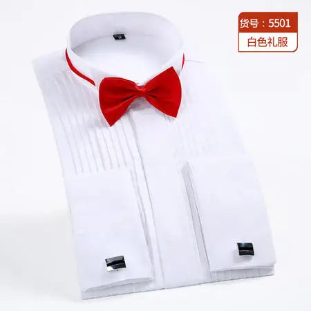 Men's French Cuff Dress Shirts Formal Business Luxury Long Sleeve Cotton for Wedding Office Executive  Sleeve Wedding Party Gift