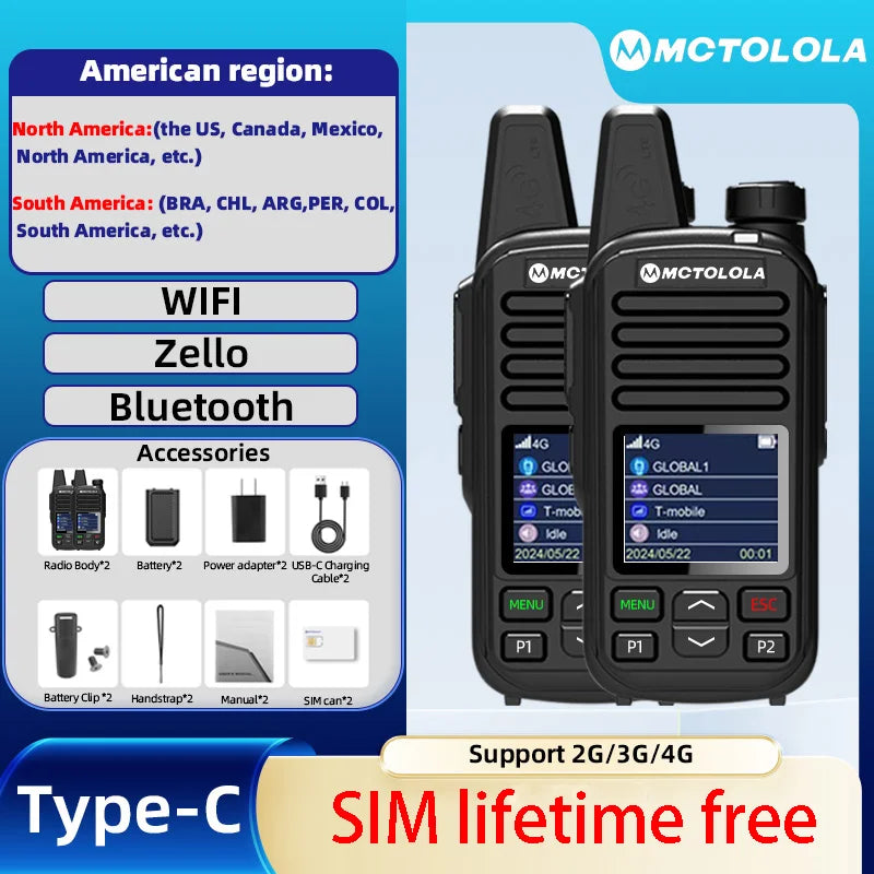 MOTOLOLA SIM Card Lifetime Free Service Supports WiFi Bluetooth 2G 4G and Unlimited Range Voice Communication Poc Radio Walkie