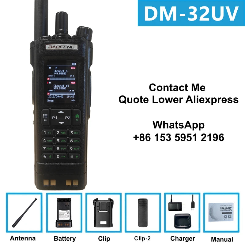 Tactical Hunting Baofeng Dm-32Uv Dual Band Dmr Digital Walkie Talkie 10W High Power Gps Aprs Aes256 Encryption Long Range Radio