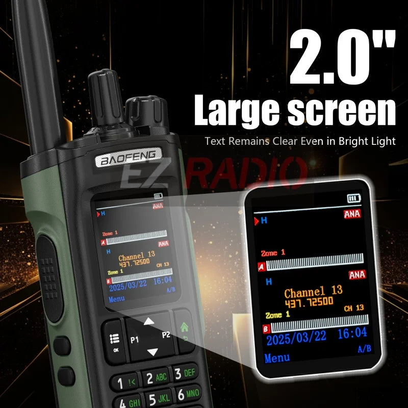 BAOFENG DM-32 DM32 Extended Battery 10W DMR Ham 2 Way Radio GPS Matching Writing Frequency Satellite Positioning USB C Belt Clip