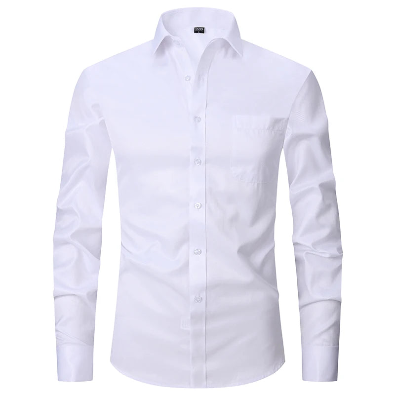 Men's French Cuff Dress Shirts Formal Business Luxury Long Sleeve Cotton for Wedding Office Executive  Sleeve Wedding Party Gift