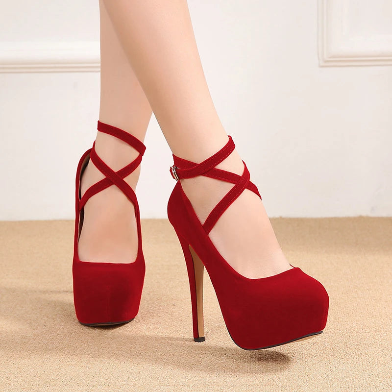 Summer New European American Fashion Cross Ankle Strap High Heels For Women Night Club Party Dress Shoes Comfortable Elegant