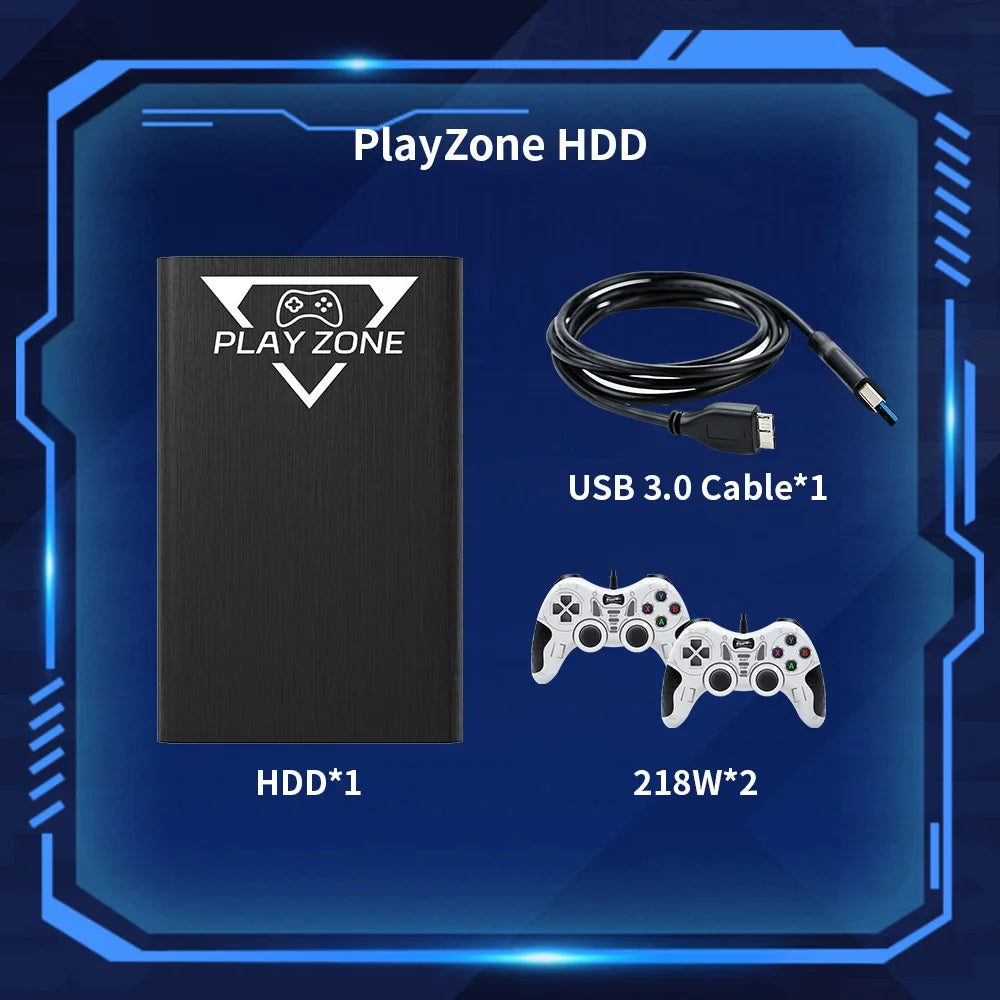 PlayZone 1T Game HDD for PS5/PS4/PS3/Switch/Xbox/N64 Portable Emulator Gaming Hard Drive with 16000+ Retro/PC Games for Win PC