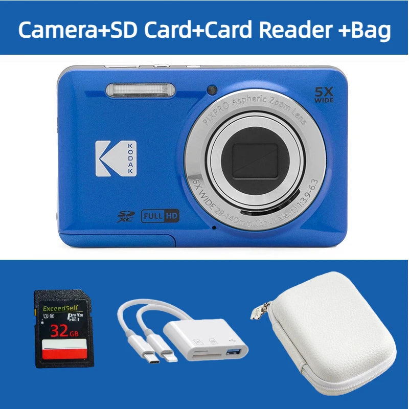 KODAK PIXPRO FZ55 16MP Digital Camera 5X Optical Zoom 28mm Wide Angle 1080P Full HD Video 2.7" LCD Vlogging Camera
