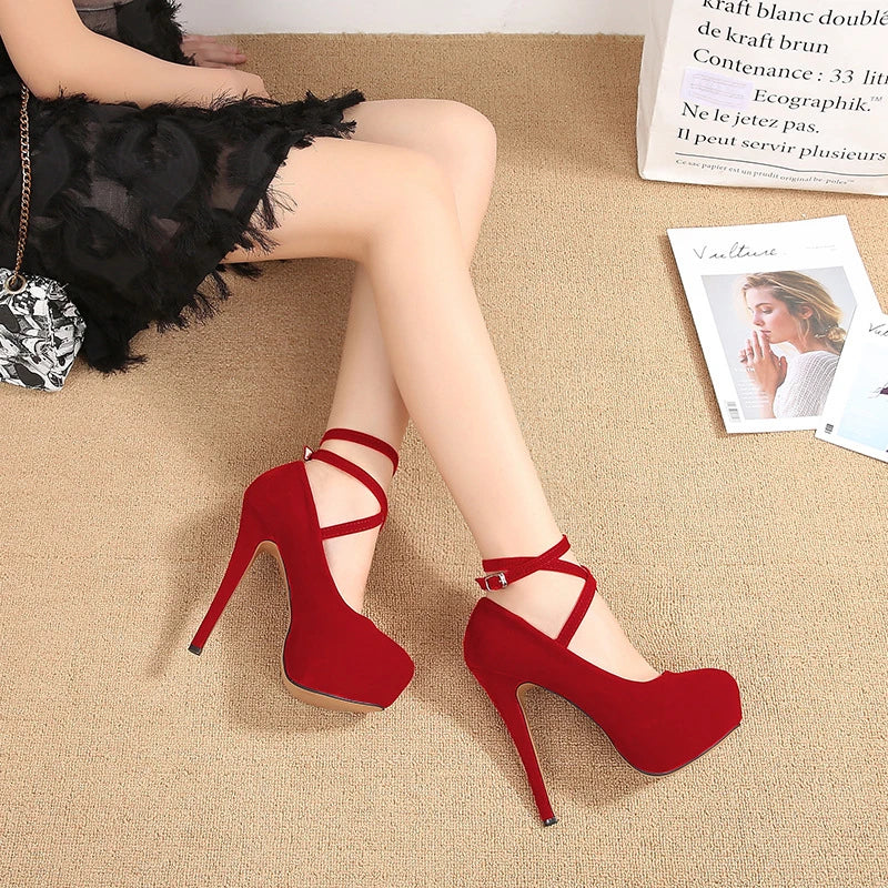 Summer New European American Fashion Cross Ankle Strap High Heels For Women Night Club Party Dress Shoes Comfortable Elegant
