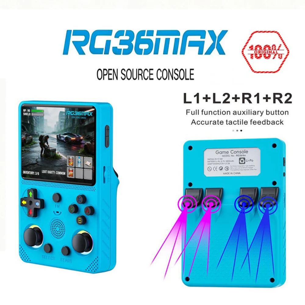 RG36max Ultra Retro Handheld  Game Console Open Source Linux System 3.5-Inch IPS Screen Portable Handheld Game Console