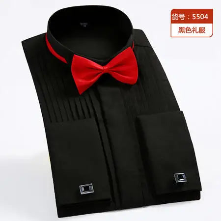 Men's French Cuff Dress Shirts Formal Business Luxury Long Sleeve Cotton for Wedding Office Executive  Sleeve Wedding Party Gift