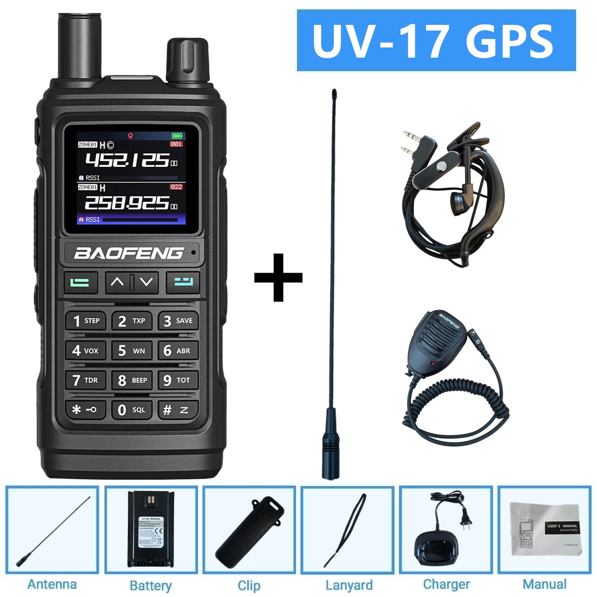 Baofeng UV-17Pro GPS Air Band Walkie Talkie Five Bands Receive Tri-Band Transmit FM Two Way Radio UV-17 Pro GPS