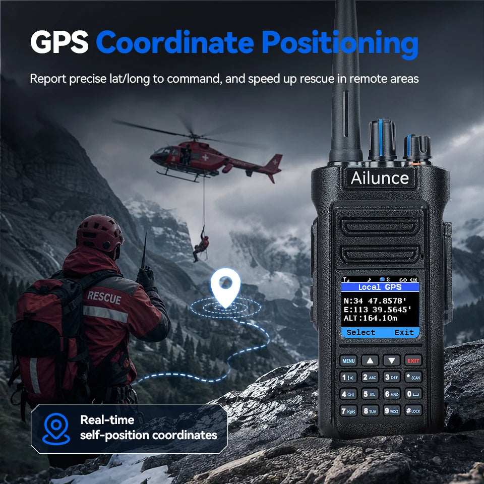 Retevis HD2 Walkie Talkie Bluetooth Dual Band DMR Ham Radio with GPS IP67 3200mAh Talk Alias Two Way Radio For Outdoor Camping
