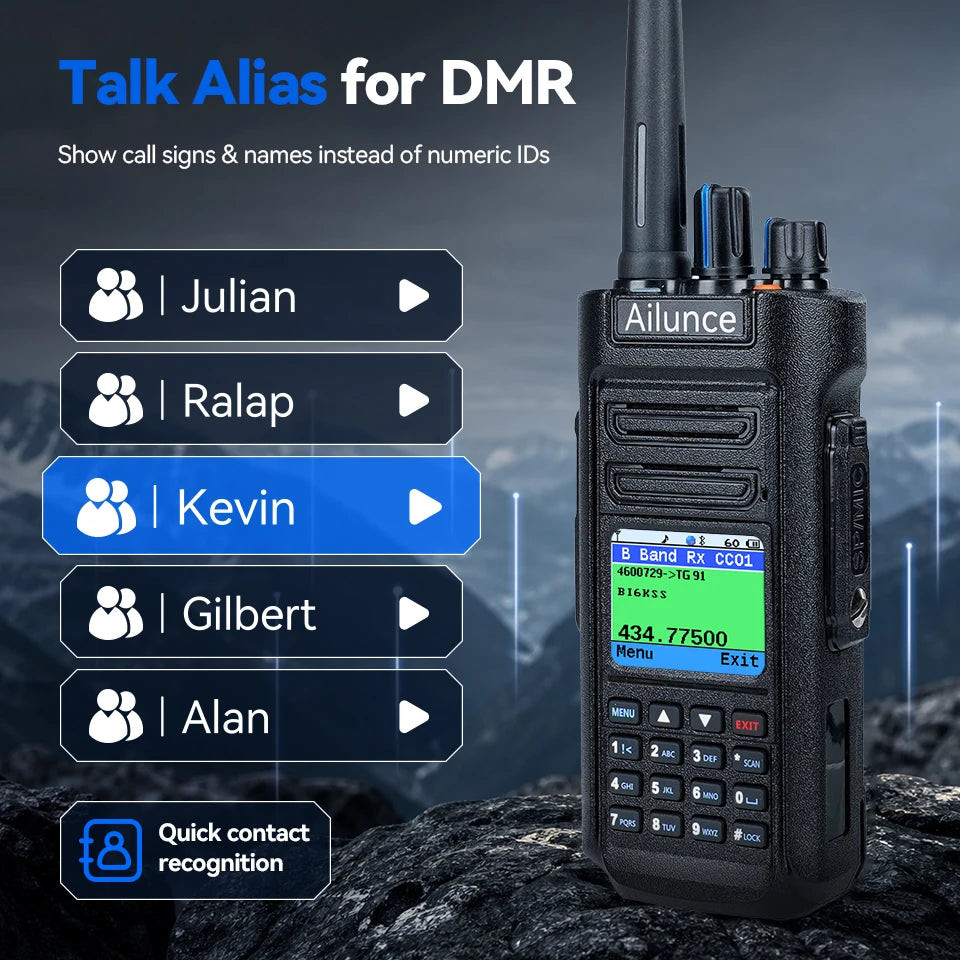 Retevis HD2 Walkie Talkie Bluetooth Dual Band DMR Ham Radio with GPS IP67 3200mAh Talk Alias Two Way Radio For Outdoor Camping