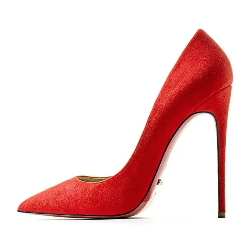 Plus Size 34-44 Sexy Red Shoes Dress Party Wedding High Heels Rubber Bottom Pointed Toe Spring Shallow Women Pumps