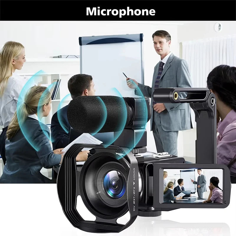 8K Video Camera for YouTube Vlogging, 18X Zoom,IR Night Vision Camcorder with Microphone,Live Streaming Webcam Camera