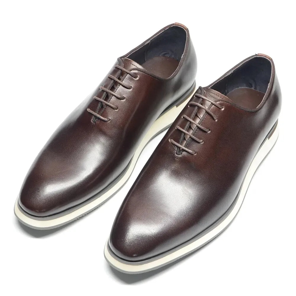 Luxury Brand Men's Leather Shoes Green/Blue Casual Dress Lace-Up Comfortable Sports Outdoor Daily Shoes